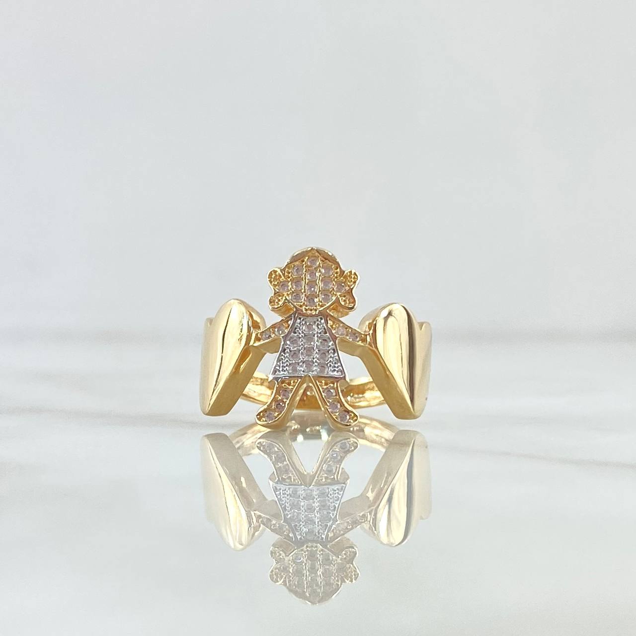 Girl's Heart Ring 4.6gr / Size 5 1/2 / White Zircons 18K Yellow Gold