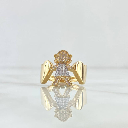 Girl's Heart Ring 4.6gr / Size 5 1/2 / White Zircons 18K Yellow Gold