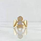 Girl's Heart Ring 4.6gr / Size 5 1/2 / White Zircons 18K Yellow Gold