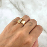 Girl's Heart Ring 4.6gr / Size 5 1/2 / White Zircons 18K Yellow Gold