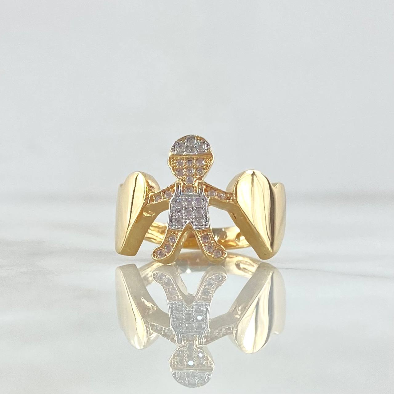 Children's Heart Ring 5.35gr / Size 6 1/4 / White Zircons 18K Yellow Gold