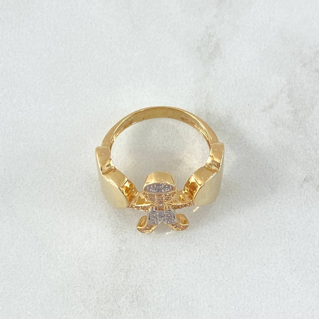 Children's Heart Ring 5.35gr / Size 6 1/4 / White Zircons 18K Yellow Gold