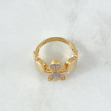 Children's Heart Ring 5.35gr / Size 6 1/4 / White Zircons 18K Yellow Gold
