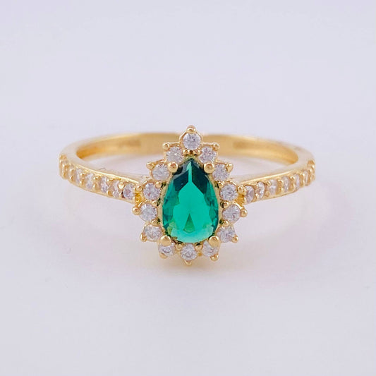 Solitaire Halo Drop Ring 2.45g / T7 Yellow Gold 18K