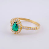 Anillo Solitario Halo Gota 2.45g / T8 1/4 Oro Amarillo 18K