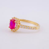 Oval Halo Solitaire Ring 2.1g / T5 1/4 Yellow Gold 18K