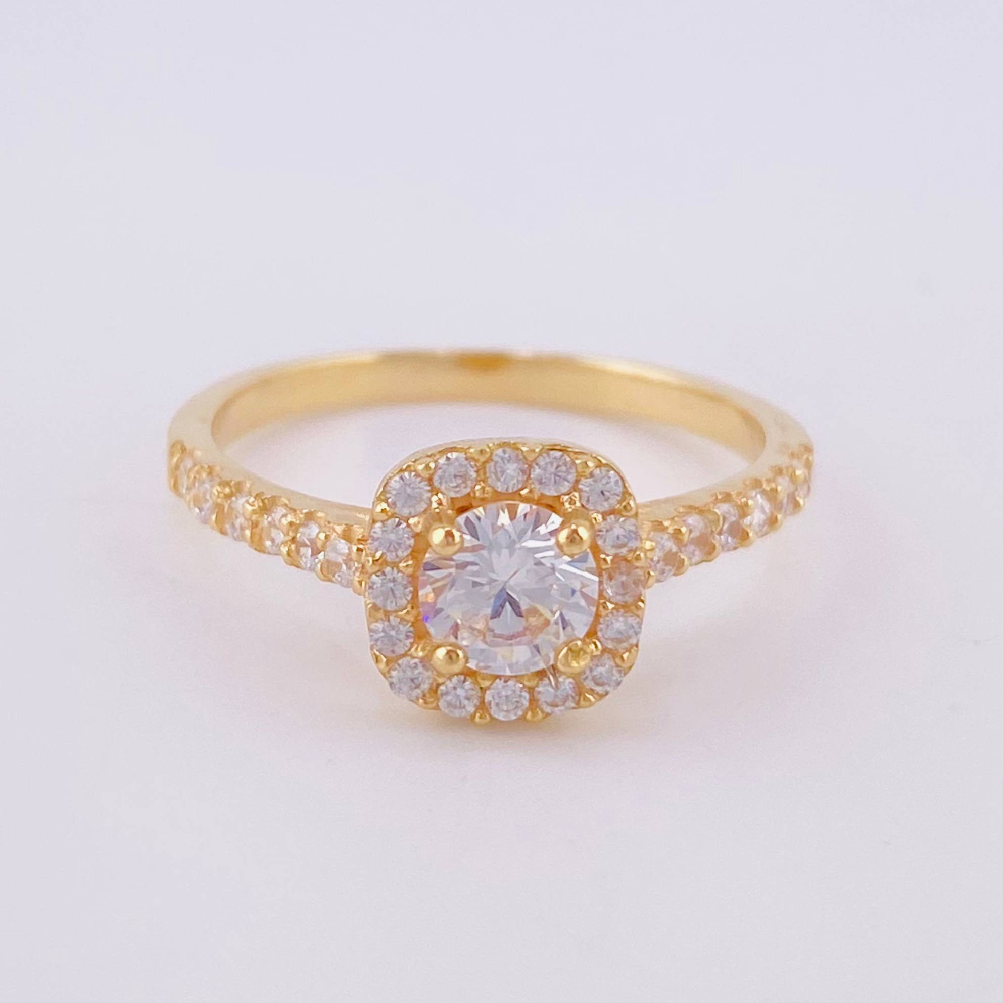 Halo Solitaire Ring Dense 3.15g / T9 1/2 Yellow Gold 18K