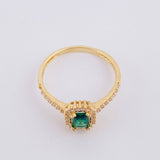 Anillo Solitario Halo Rectangular 2.65g / T8 1/4 Oro Amarillo 18K