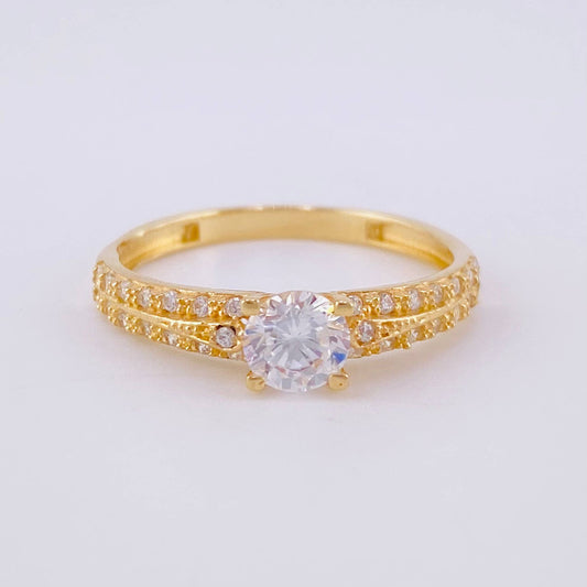 Double Rail Solitaire Ring 2.75g / T9 1/4 18K Yellow Gold