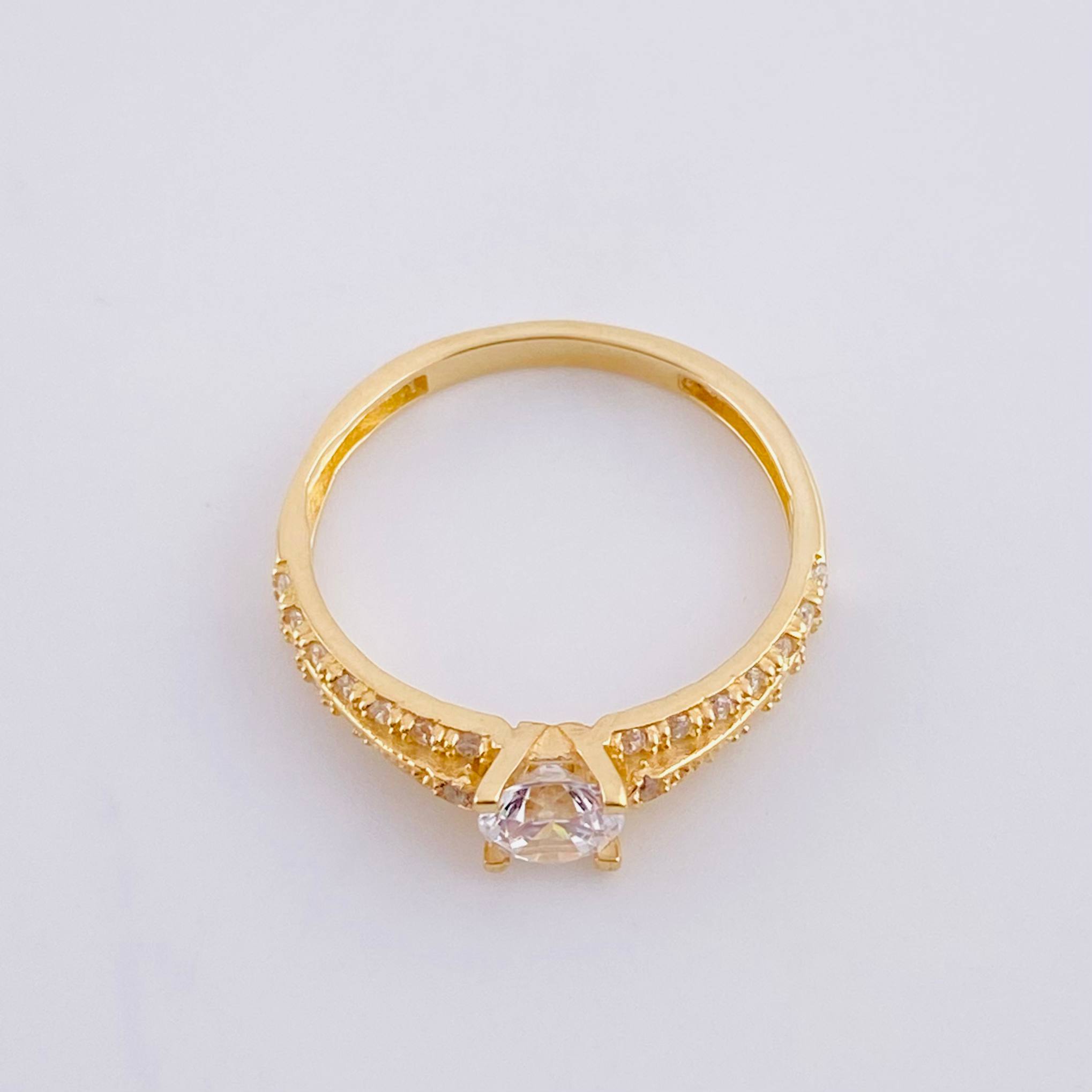 Anillo Solitario Doble Carril 2.35g / T6 1/2 Oro Amarillo 18K