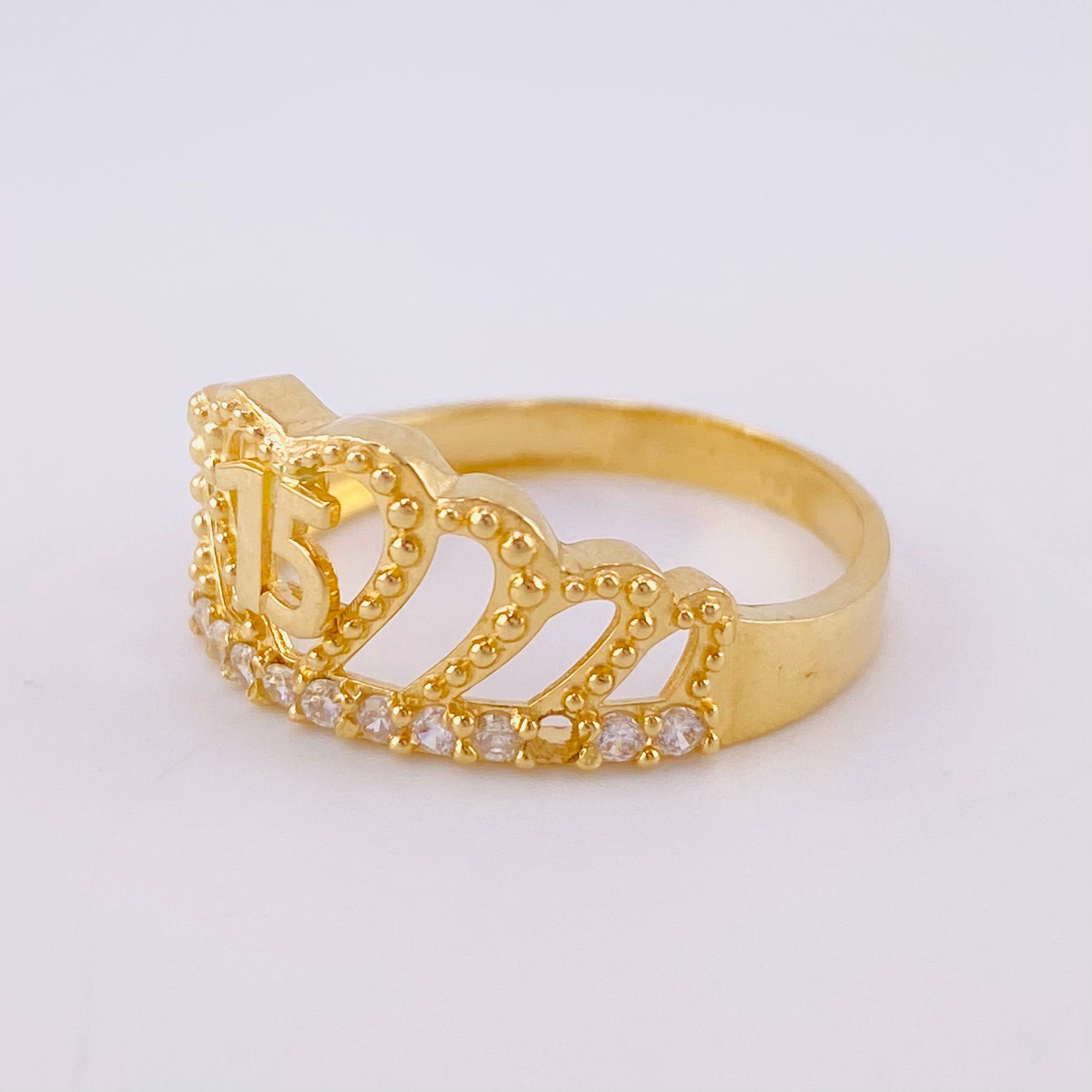 Anillo Corona 15s 3.1g / T7 1/2 Oro Amarillo 18K
