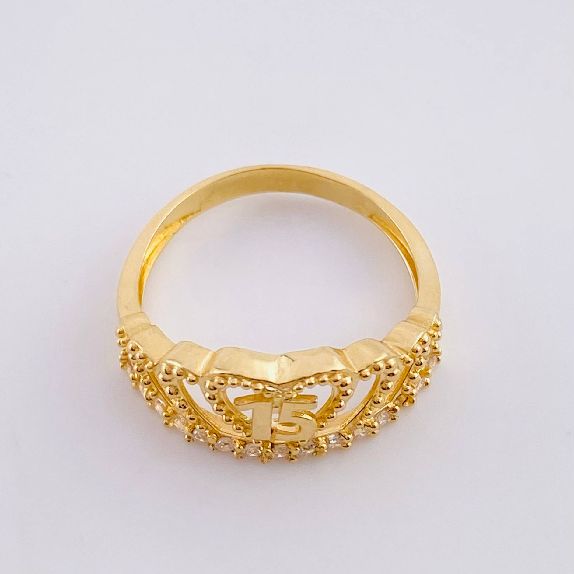 Anillo Corona 15s 3.1g / T7 1/2 Oro Amarillo 18K