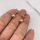 Stud Earrings Bead 0.6gr / 6mm Polished 18K Yellow Gold &