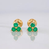 Clover Stud Earrings Emerald 12pts 0.85g / in / 4.86mm Yellow Gold 18K