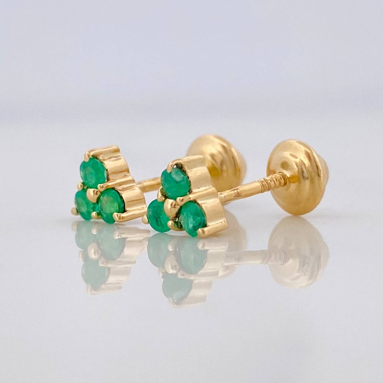 Clover Stud Earrings Emerald 12pts 0.85g / in / 4.86mm Yellow Gold 18K