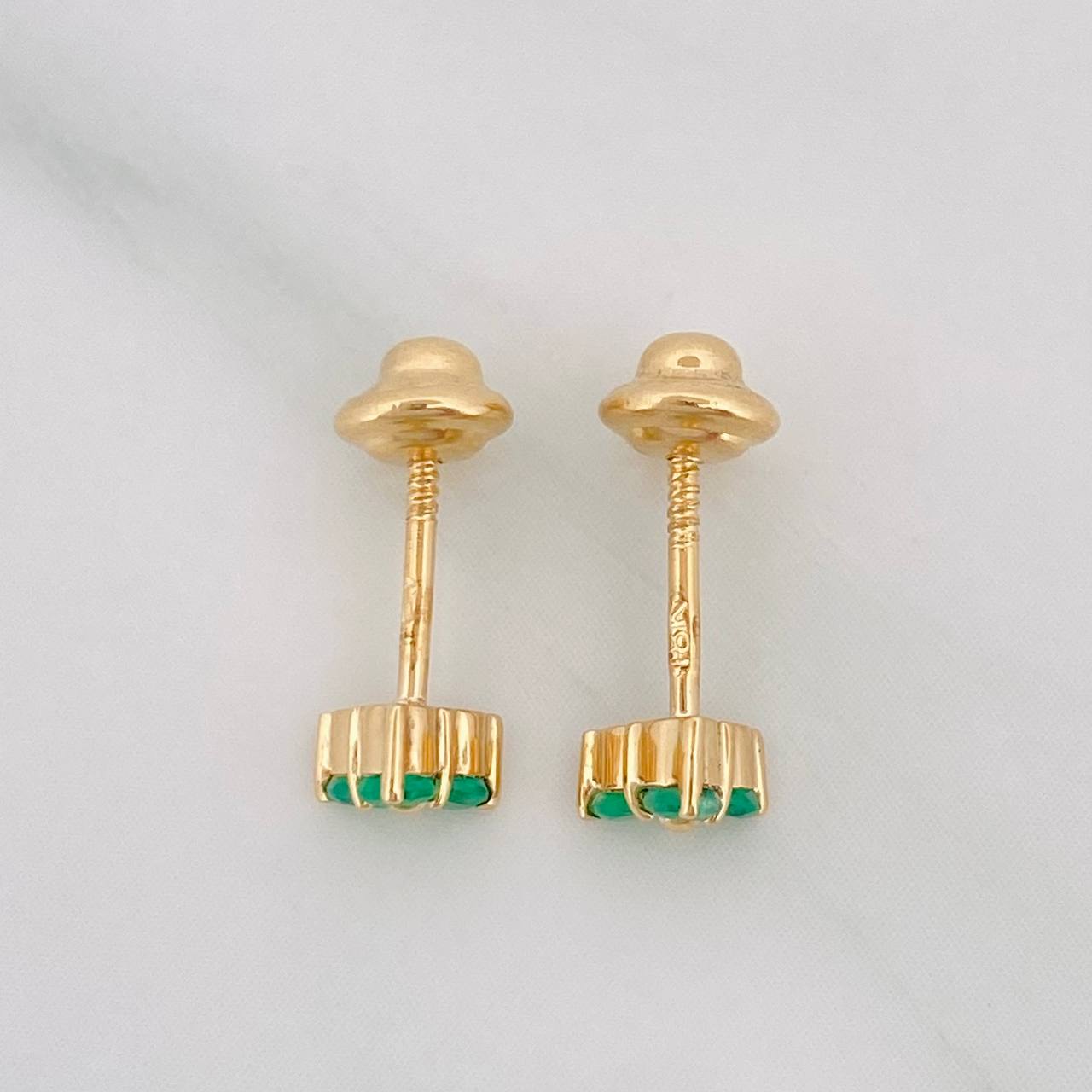 Clover Stud Earrings Emerald 12pts 0.85g / in / 4.86mm Yellow Gold 18K