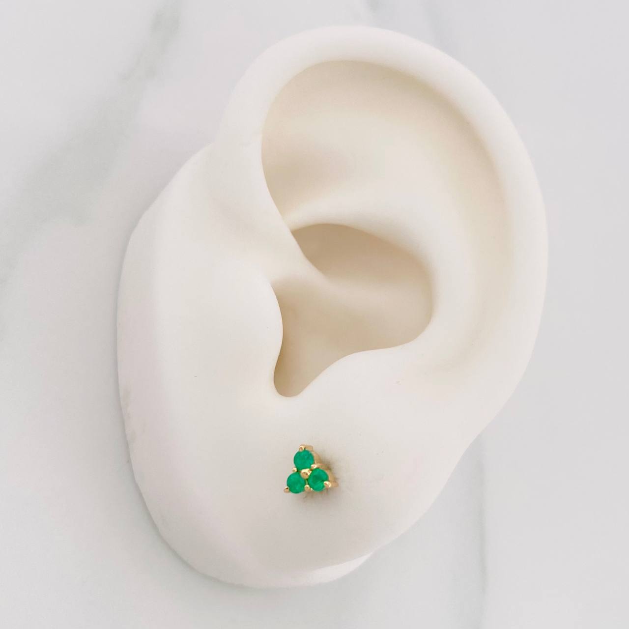 Clover Stud Earrings Emerald 12pts 0.85g / in / 4.86mm Yellow Gold 18K