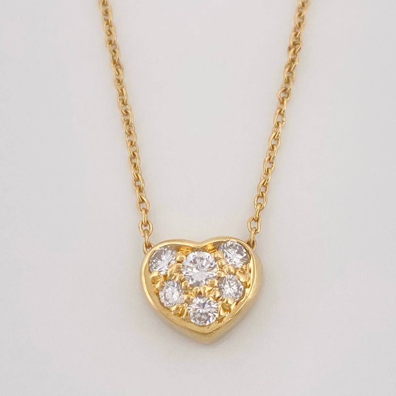 Cadena Rolo Corazon Diamante 12pts 2.55g / 16 in / 1mm Oro Amarillo 18K