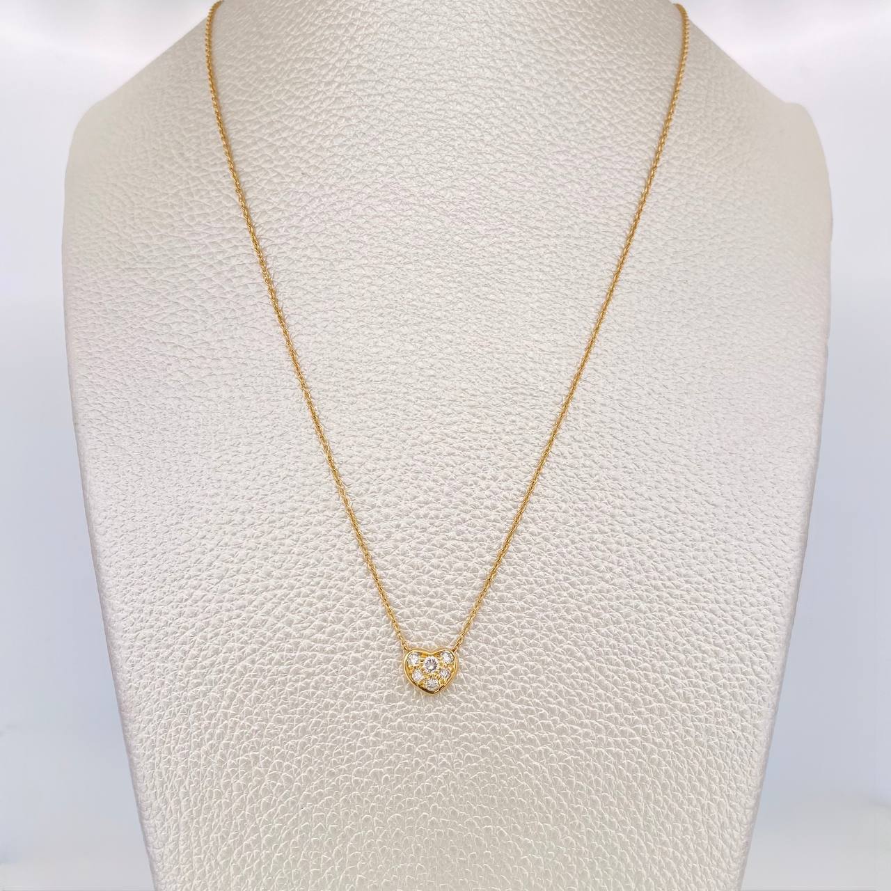 Cadena Rolo Corazon Diamante 12pts 2.55g / 16 in / 1mm Oro Amarillo 18K