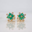 Topos Flor Diamantes 40pts Esmeraldas 15pts 1.75g / in / 7mm Oro Amarillo 18K