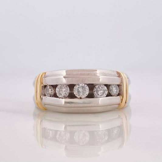 Anillo Monarca Diamantes 23pts 8.9g / T10 Dos Oros Amarillo Blanco 14K