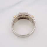 Anillo Monarca Diamantes 23pts 8.9g / T10 Dos Oros Amarillo Blanco 14K