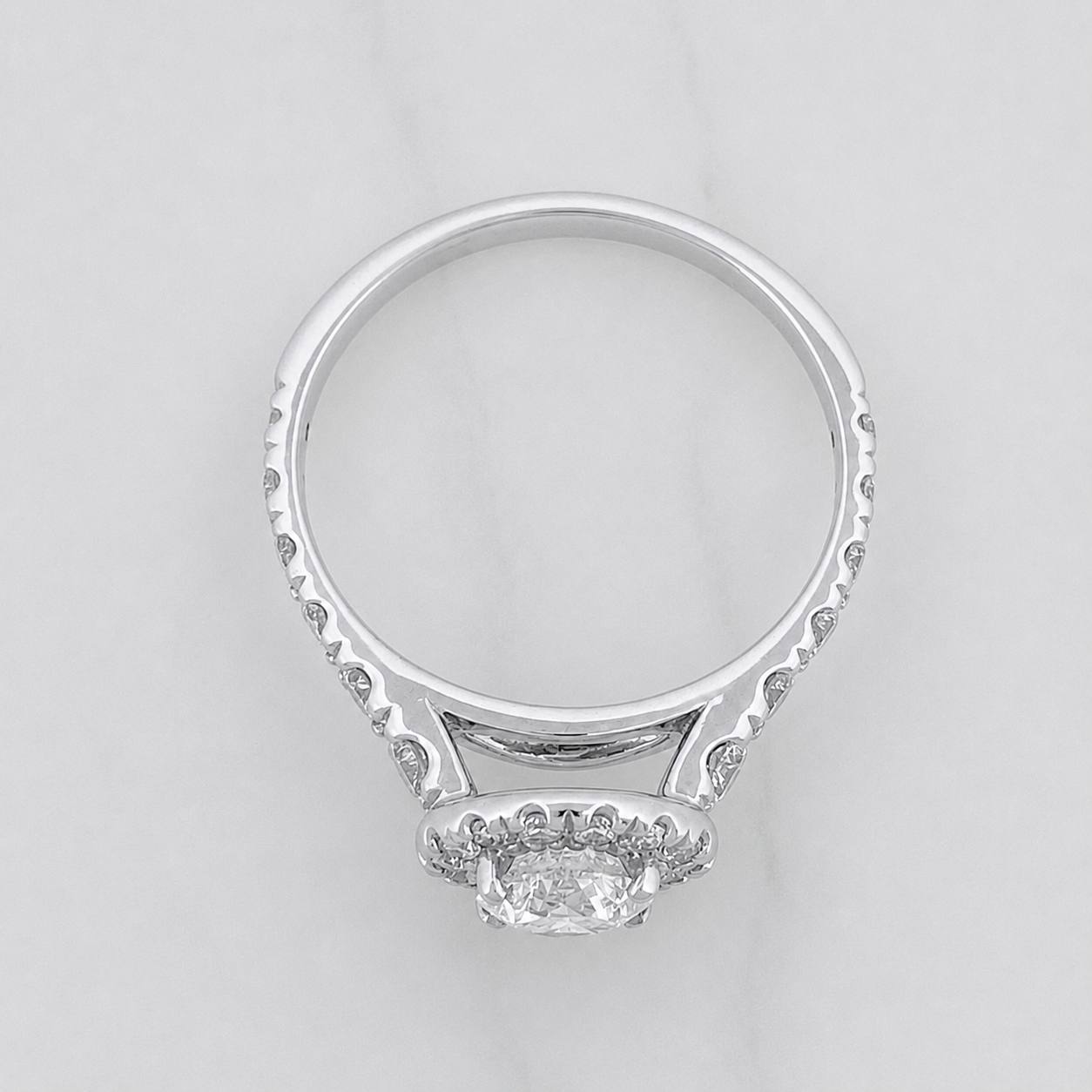 Anillo Halo Solitario Diamantes 1.33qts 3.45g / T7 1/4 Oro Blanco 18K