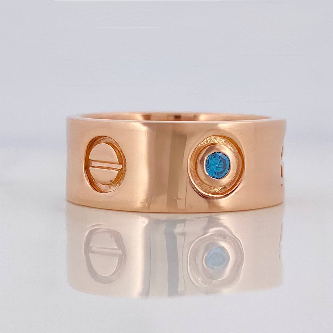 Anillo Tornillo Diamantes 12pts 13.15g / T9 1/4 Oro Rosa 18K