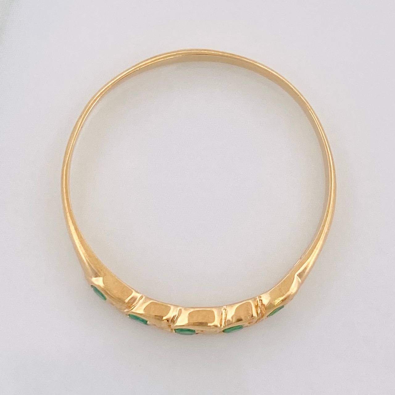 Anillo Churumbela Hoja Esmeraldas 30pts 1.65g / T9 Oro Amarillo 18K