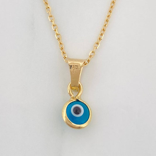 Classic Link Chain + Turkish Eye Pendant / 1.5g / 18 in Yellow Gold 18K
