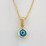 Set Cadena Aro Seguido + Dije Ojo Turco / 1.5g / 18 in Oro Amarillo 18K