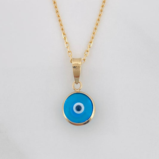 Set Chain Drawer + Turkish Eye Pendant / 1.95g / 18 in Yellow Gold 18K