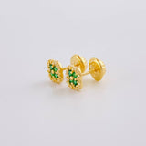 Diamond Cut Clover Stud Earrings 0.9g / in / 5.7mm 18K Yellow Gold