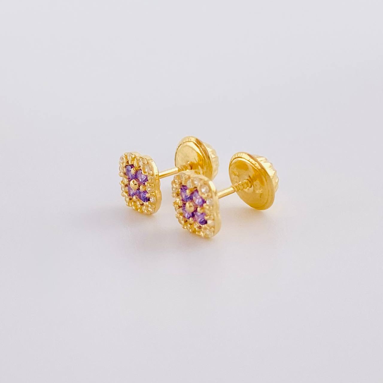 Clover Stud Earrings Dense 0.9g / in / 5.7mm Yellow Gold 18K