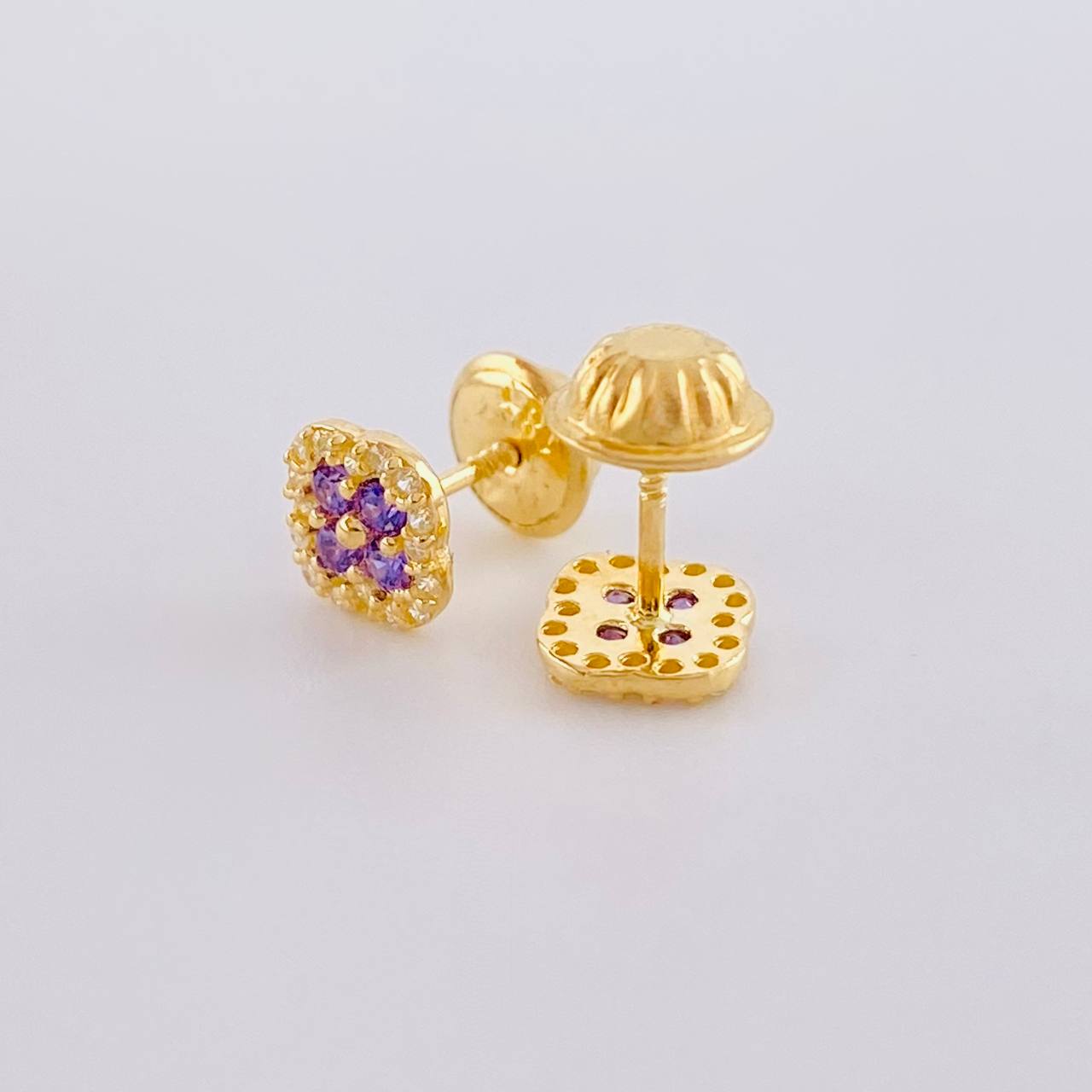 Clover Stud Earrings Dense 0.9g / in / 5.7mm Yellow Gold 18K