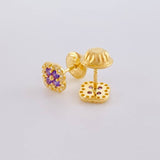 Clover Stud Earrings Dense 0.9g / in / 5.7mm Yellow Gold 18K