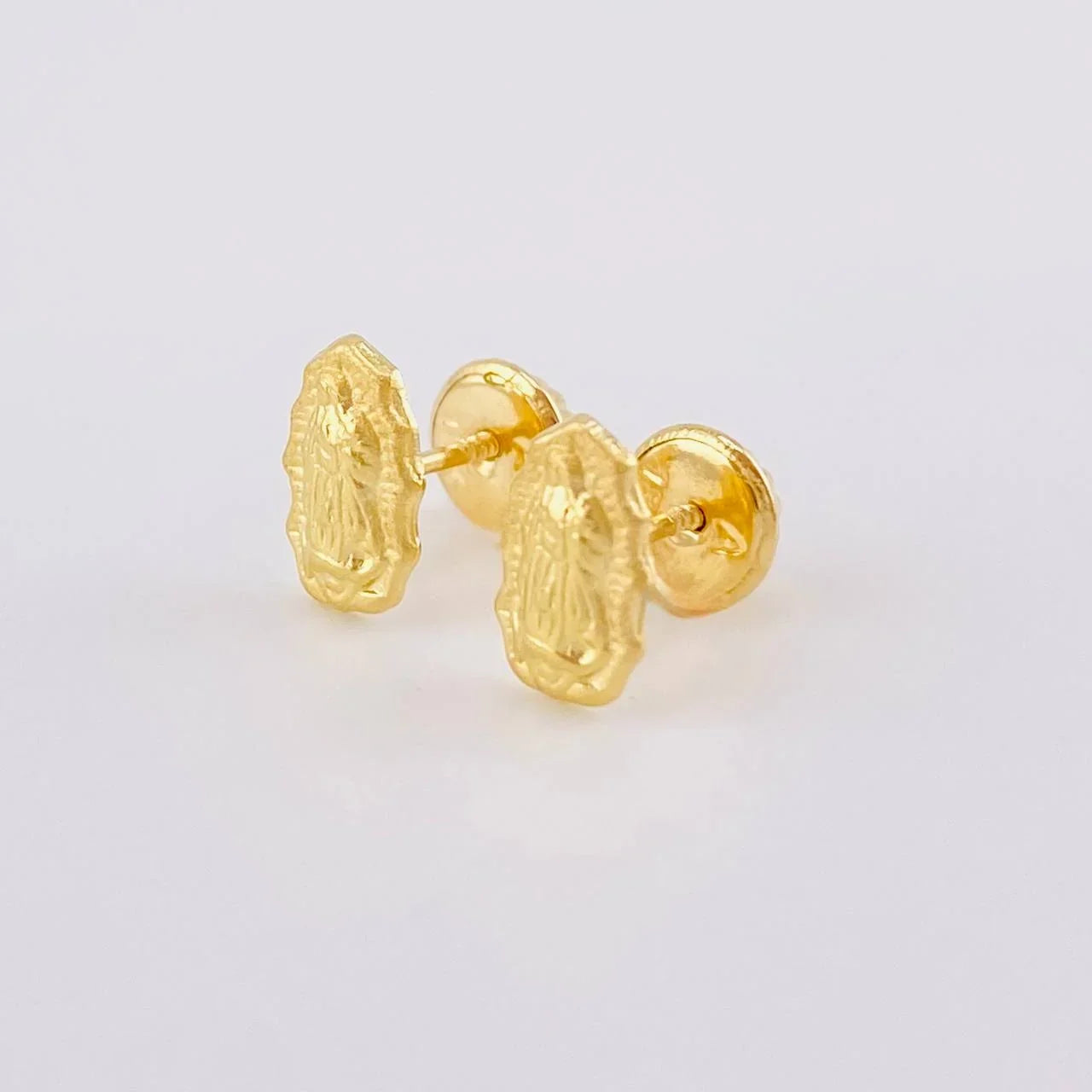 Stud Earrings Virgen de Guadalupe 0.9g / in / 5.1mm Yellow Gold 18K