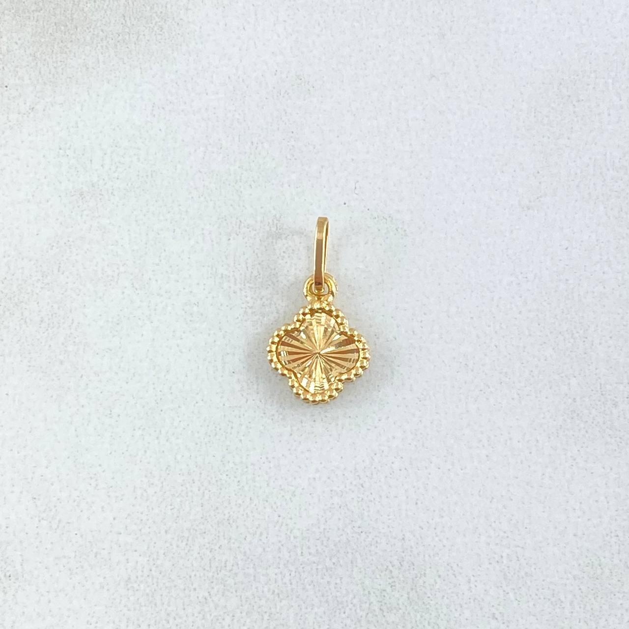 Dije Trebol 0.5gr / 1.5cm-Bordeado Diamantado Oro Amarillo 18K *