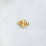 Herraje Trebol 0.7gr / 1.5cm-Bordeado Diamantado Oro Amarillo 18K