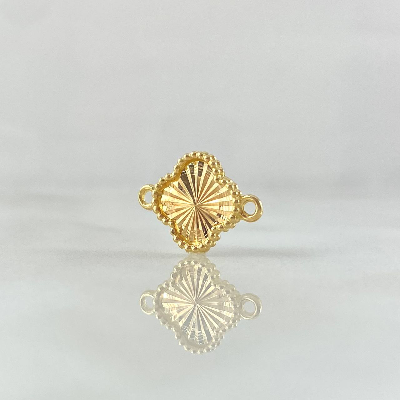 Herraje Trebol 0.7gr / 1.5cm-Bordeado Diamantado Oro Amarillo 18K ©