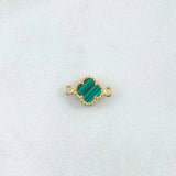 Charm Trebol 0.7gr / 1.3cm-Edged Malachite Green Yellow Gold 18K ©