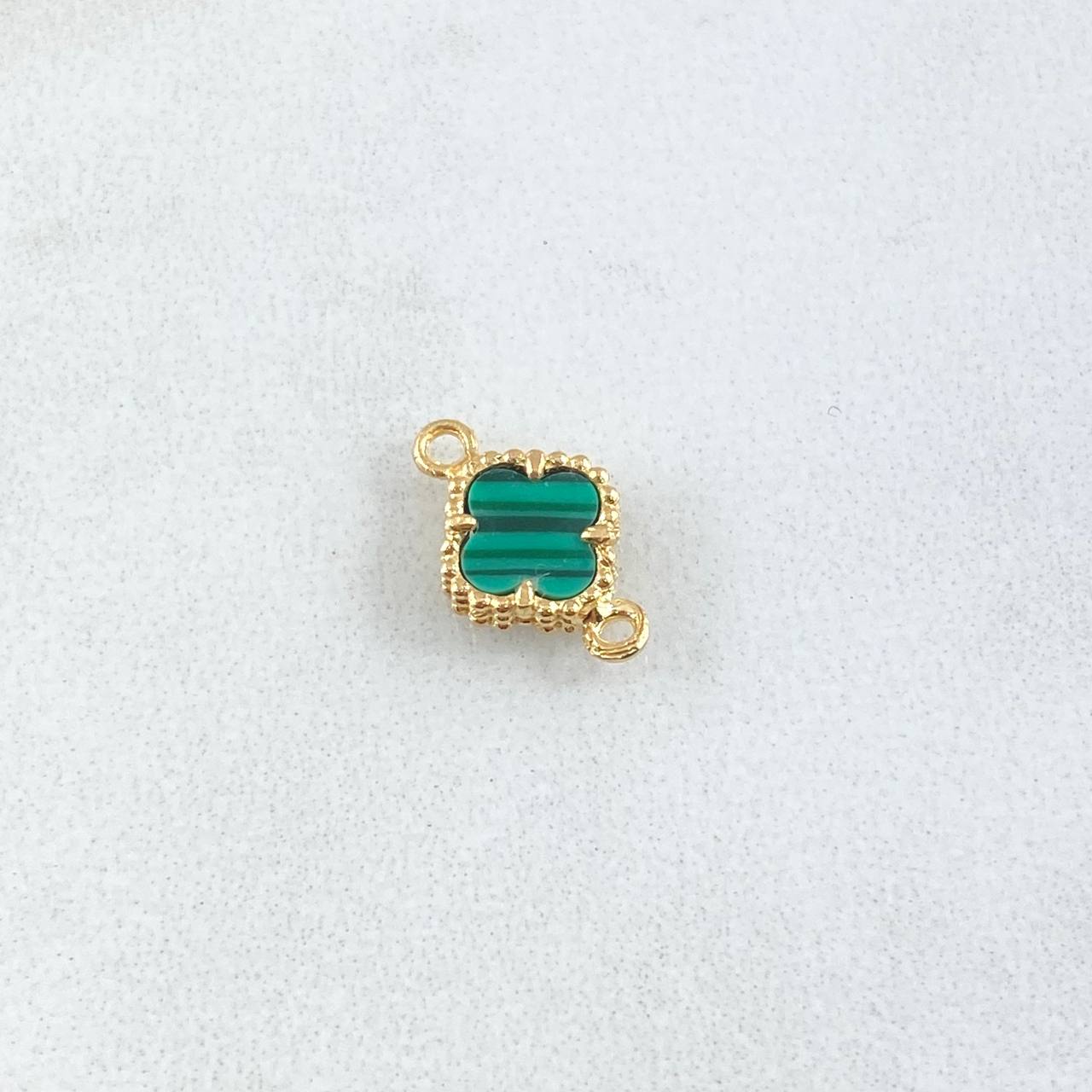 Charm Trebol 0.7gr / 1.3cm-Edged Malachite Green Yellow Gold 18K ©