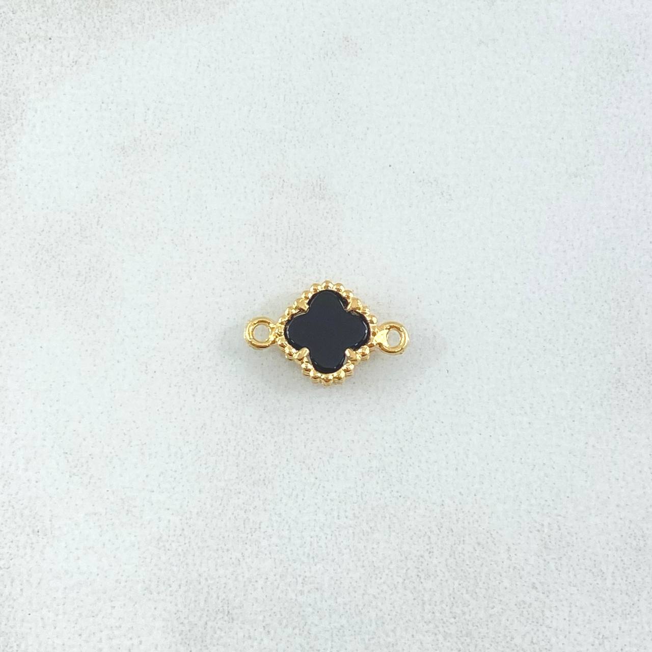 Charm Trebol 0.7gr / 1.3cm-Black Edged Yellow Gold 18K ©