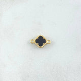 Charm Trebol 0.7gr / 1.3cm-Black Edged Yellow Gold 18K