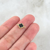 Charm Trebol 0.7gr / 1.3cm-Black Edged Yellow Gold 18K ©