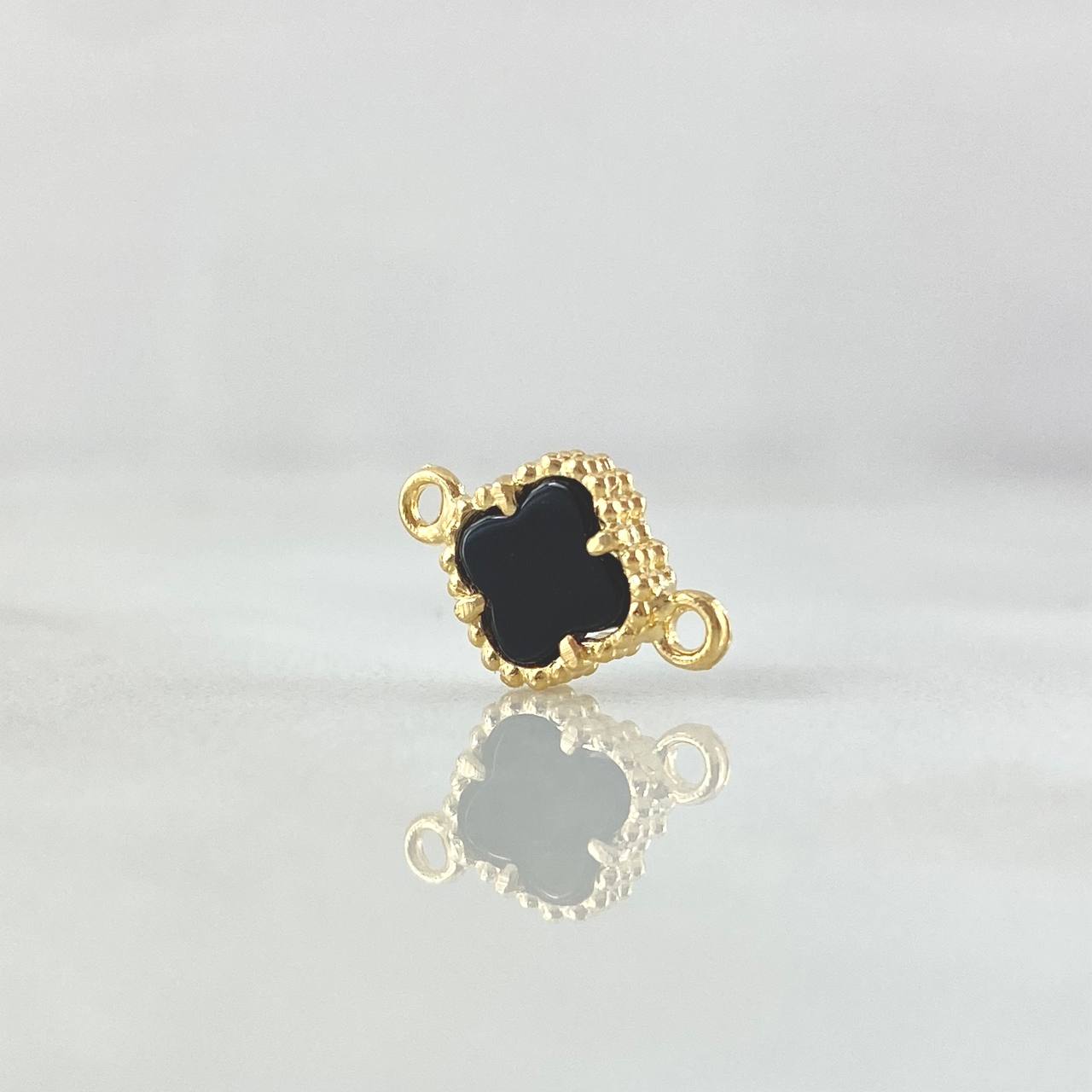 Charm Trebol 0.7gr / 1.3cm-Black Edged Yellow Gold 18K