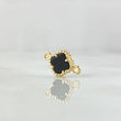 Charm Trebol 0.7gr / 1.3cm-Black Edged Yellow Gold 18K ©