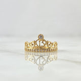Quince Crown Ring 1.8gr / Size 5 1/2 / White Zircons 18K Yellow Gold