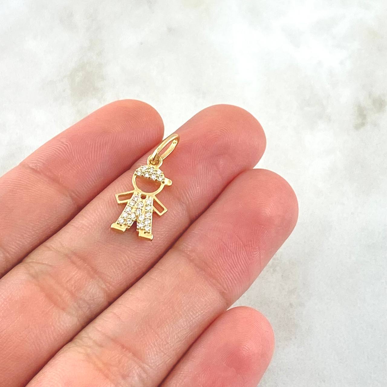 Pendant Child 1.15gr / 2.2cm / White Zircons Yellow Gold 18K ©