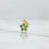 Dije Flor 0.3gr / 1.2cm / Circones Verdes Oro Amarillo 18K ©